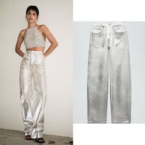 Zara Silver Metallic Pants